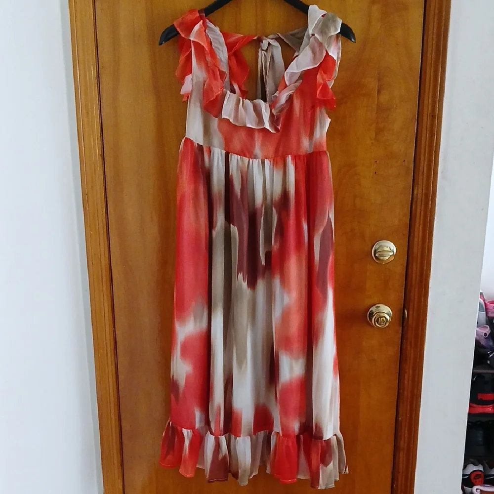 Banana Republic Red and White Ruffle Dress